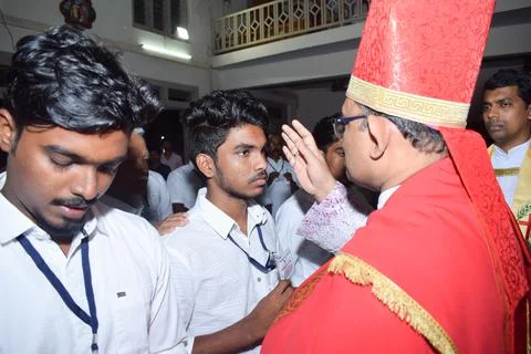 Confirmation sacrament. Stock Photos