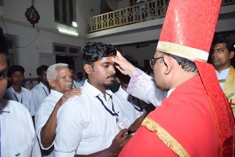 Confirmation sacrament. Stock Photos