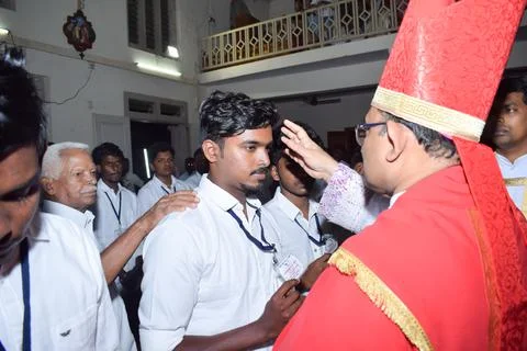 Confirmation sacrament. Stock Photos