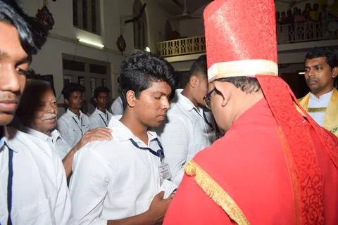 Confirmation sacrament. Stock Photos