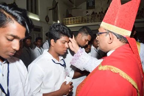Confirmation sacrament. Stock Photos