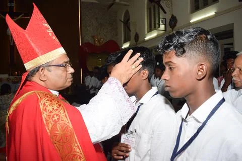 Confirmation sacrament. Stock Photos