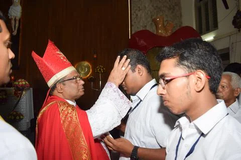 Confirmation sacrament. Stock Photos