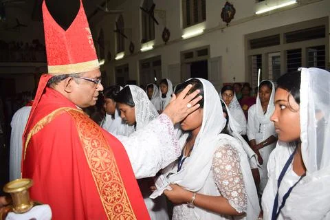 Confirmation sacrament. Stock Photos