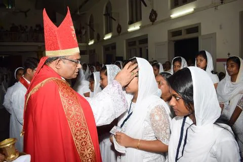 Confirmation sacrament. Stock Photos