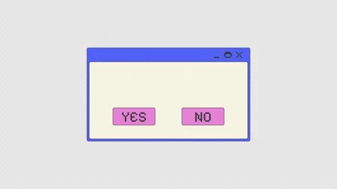 Confirmation with yes no buttons pixel art pop-up window UI overlay animation Stock Footage 333309036