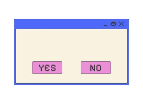 Confirmation with yes no buttons pixel art popup window UI overlay Stock Illustration