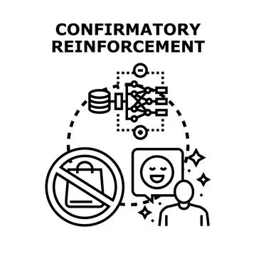 Confirmatory reinforcement machine learning algorithm icon Illustrazione stock