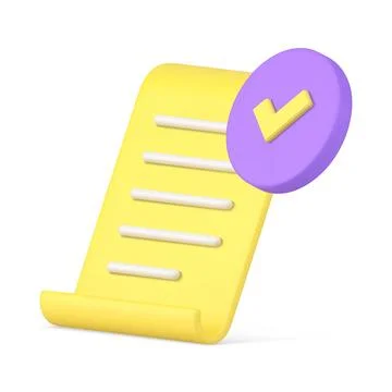 Confirmed approved document curved paper yellow sheet text information 3d i.. イラスト素材