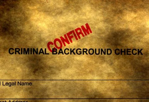 Confirmed Criminal Background Check Document on Grunge Texture Stock Photos