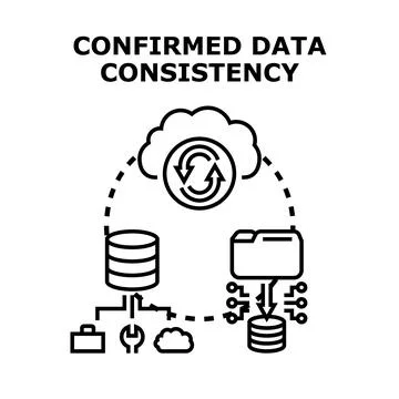 Confirmed data consistency and cloud synchronization concept Stock Illustration