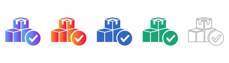Confirmed Delivery Boxes Icon Set for E commerce Success Stock Illustration