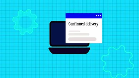 Confirmed delivery text isolated digital technology notification message pa.. Illustrazione stock