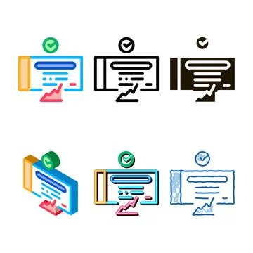 Confirmed document chart icon styleset vector outline Stock Illustration