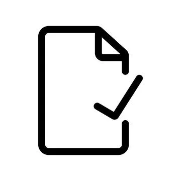 Confirmed document with check mark outline icon isolated on white background イラスト素材