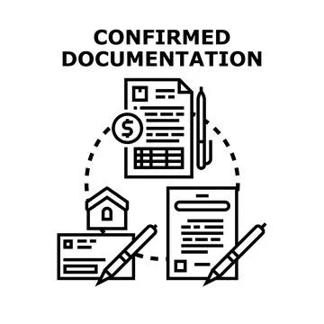 Confirmed documentation concept with legal papers and deal Stock Illustration