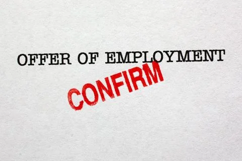 Confirmed Job Offer Document with Red Stamp Symbolizing Employment Approval Stock Photos