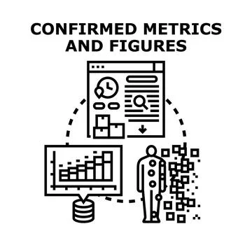 Confirmed metrics and figures for data analytics concept Stock Illustration