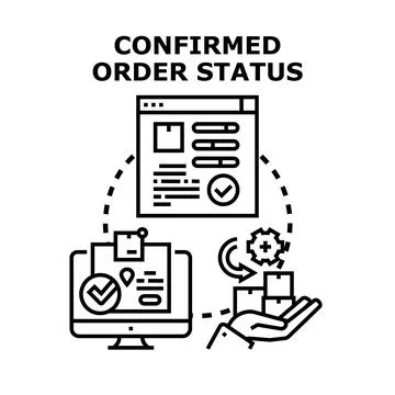 Confirmed order status tracking e commerce concept Stock Illustration