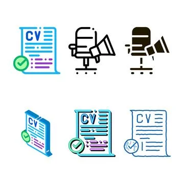 Confirmed resume icon variations vector outline イラスト素材