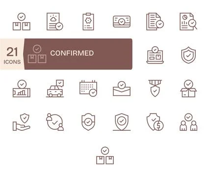 Confirmed Vector Icon Repository containing 25 Regular Line 128x128 Editabl.. Stock Illustration