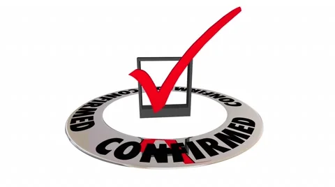Confirmed Verified Check Mark Box Review Information 3d Word Stock Footage 61336758