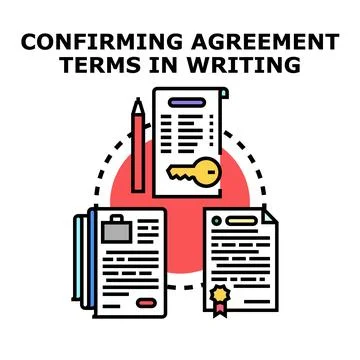 Confirming agreement terms in writing document concept Stockillustratie