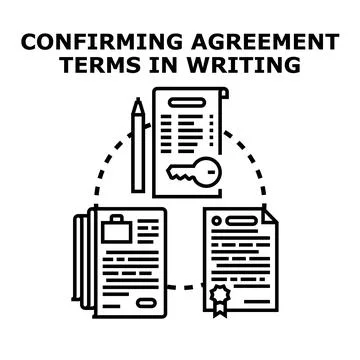 Confirming agreement terms in writing document concept Illustrazione stock