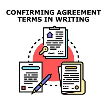 Confirming agreement terms in writing documenting business contract 스톡 일러스트