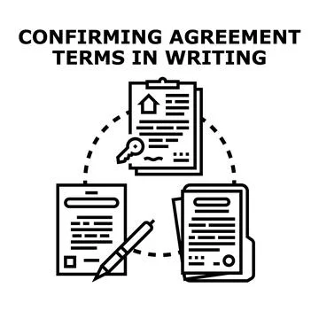 Confirming agreement terms in writing documenting business contract 스톡 일러스트