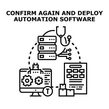 Confirming and deploying automation software vector concept イラスト素材