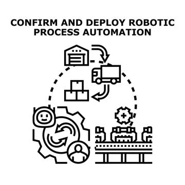 Confirming and deploying robotic process automation system Illustrazione stock