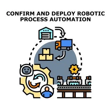 Confirming and deploying robotic process automation system Illustrazione stock