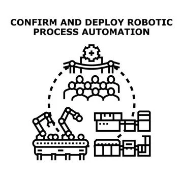 Confirming and deploying robotic process automation concept Illustrazione stock