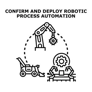 Confirming and deploying robotic process automation concept Stock Illustration