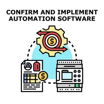 Confirming and implementing automation software process concept 库存插图