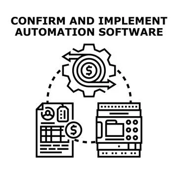 Confirming and implementing automation software process concept Stock Illustration