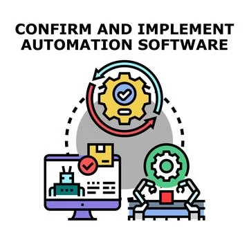 Confirming and implementing business process automation software Stock Illustration