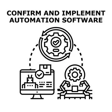 Confirming and implementing business process automation software 库存插图