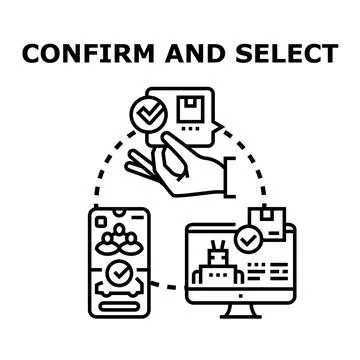 Confirming and selecting digital choices on platforms Stock Illustration