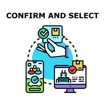 Confirming and selecting digital choices on platforms Stock Illustration