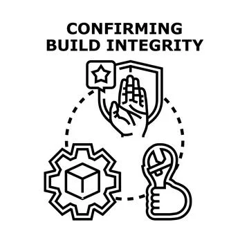 Confirming build integrity concept using security and development tools 스톡 일러스트