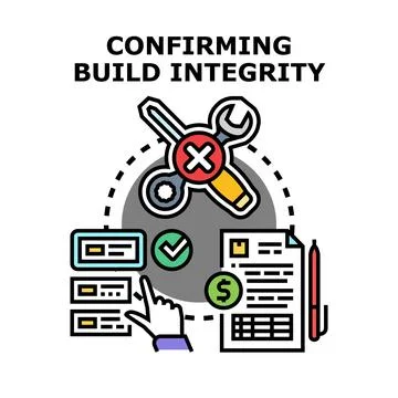 Confirming build integrity process validation troubleshooting concept Stock Illustration
