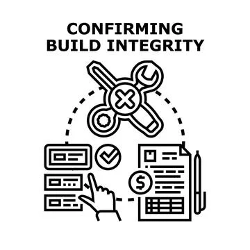 Confirming build integrity process validation troubleshooting concept Stock Illustration