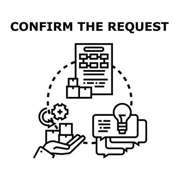 Confirming business request, order, and delivery process Stock Illustration