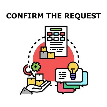 Confirming business request, order, and delivery process Stock Illustration