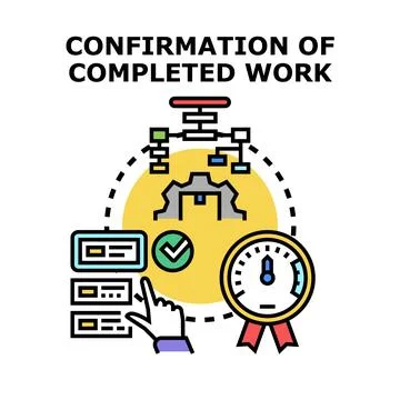 Confirming completed task work progress management Stock Illustration