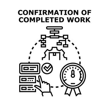 Confirming completed task work progress management Stock Illustration