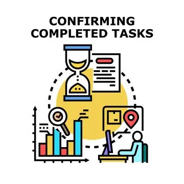 Confirming completed tasks and project management process Stock Illustration