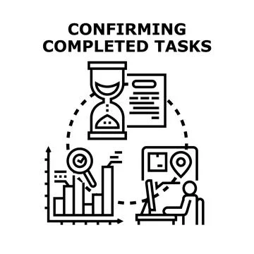 Confirming completed tasks and project management process Stock Illustration